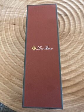 Loro Piana Rust-Brown Storage Box with Gold Logo and Dark Trim